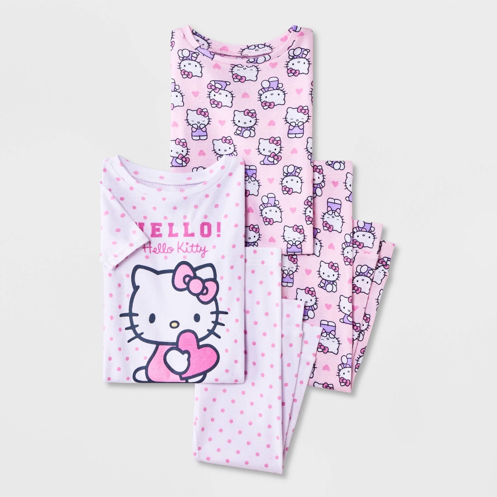 Toddler Girls' 4pc Snug Fit Hello Kitty Cotton Pajama Set - Pink