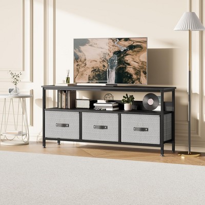 homfan TV Stand & Dresser with Storage - 3-drawer Entertainment Center for Living Room, Black - Fits 32 to 55-inch TVs & Media