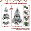 Flocked Artificial Christmas Tree with PE/PVC Mixed Branches, Warm White LED Lights, Fireproof Material, Hinged Foldable Design for Holiday Décor - 3 of 4