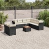 vidaXL Patio Sofa Set with Cushions Outdoor Furniture 10 Piece Poly Rattan - Black and Cream - 2 of 4