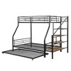 Twin Over Full Bunk Bed, Bunk Bed With Trundle, Storage Staircase, Full-length Guardrail, Metal Frame, Multi Functional Bunk Bed - image 4 of 4