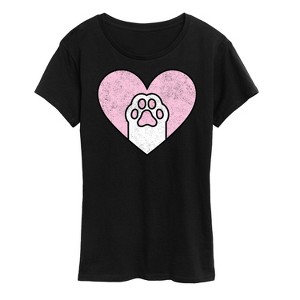 Women's - Instant Message - Cat Paw Heart Short Sleeve Graphic T-Shirt - 1 of 4