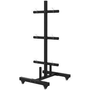 Naysaye Exercise Trainers Weight Plate Tree with Wheels and Clamps 440LBS Capacity for Home Gym and Garage Use, Black, 27.5"*23.5"*53.3" - 1 of 4