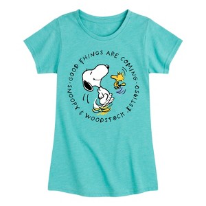 Girls' - Peanuts - Good Things Are Coming Circle Fitted Short Sleeve Graphic T-Shirt - 1 of 4