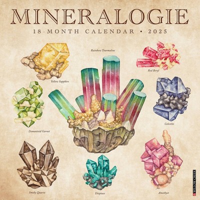 Willow Creek Press Mineralologie 2025 Wall Calendar: Monthly Blue Art & Stationery, 12x12 Inches, All Ages