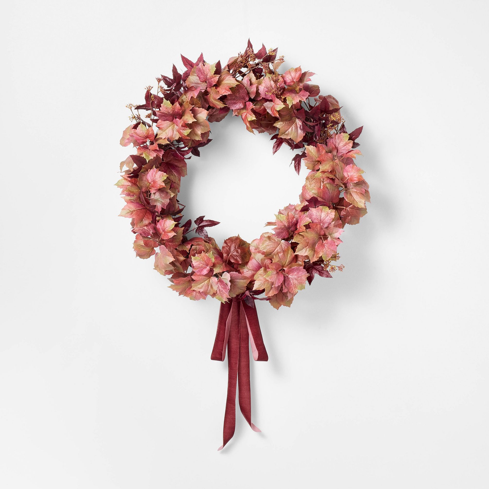 30" XL Mixed Leaf Artificial Wreath Red - Threshold™ designed with Studio McGee
