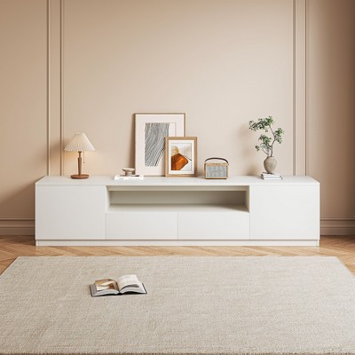 ATJafurn White Modern Television Stand for 65/70/75 inch TV, Wooden Entertainment Center Media Console with Storage and Drawers for Living Room