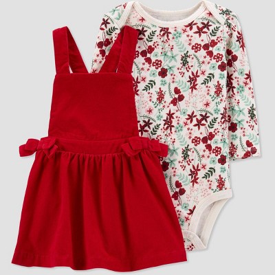 Image of Baby Girls' Floral Top and Bottom Set - Just One You® made by carter's Red 3M