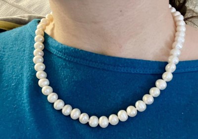 Long Faux Pearl Necklace - A New Day™ Silver/white : Target