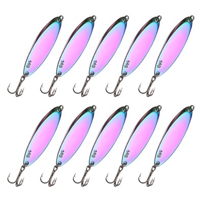 Unique Bargains Fishing Spoons Lures, Metal Saltwater Treble Trout Lures Jigging Spoon 10 Pcs 14g / 1/2oz Vibrant Colors