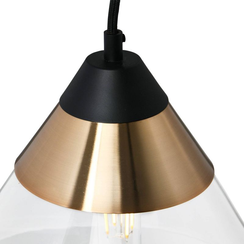 Robert Stevenson Lighting Theo Metal and Conical Glass Ceiling Light Matte Black and Brushed Brass, 5 of 10