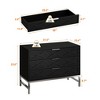 FUFU&GAGA Modern Black Nightstand: 3 Drawers with Geometric Textures, Metal Legs – Elevate Bedroom Style - 3 of 4