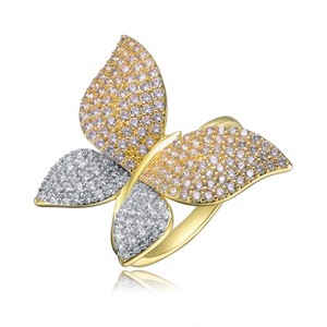 Guili 14K Gold-Plated CZ Garden Butterfly Ring, a sparkling nature-inspired beauty. Sizes 6, 7, and 8. - 1 of 3