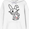 It’s Happy Bunny Kiss Mark Adult White Long Sleeve Hooded Sweatshirt - image 2 of 3