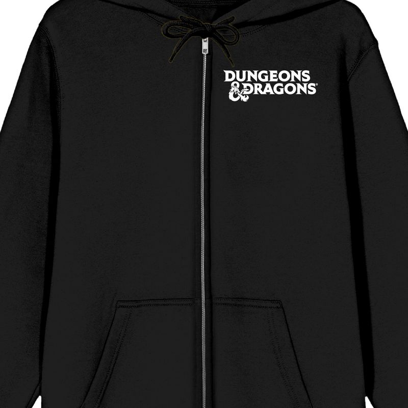 Dungeons & Dragons Ampersand Logo Long Sleeve Black Men's Zip-Up Hooded Sweatshirt, 2 of 5