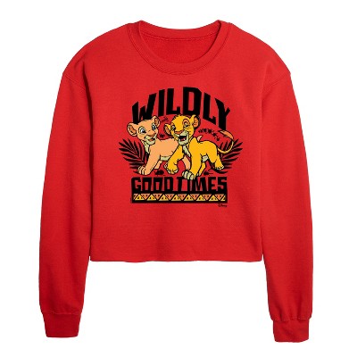Disney The Lion King Cropped Long Sleeve Crew Neck Sweatshirt - Red - X-Large