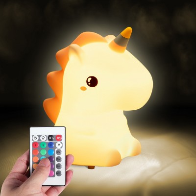 Cute One Fire Unicorn Night Light 16 Color Bedroom LED Rechargeable Unicorn  Lamp