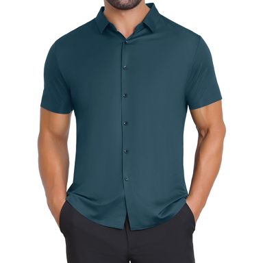 green emerald velvet dress Modern Fit Non-Iron Sateen Dress Shirt | Bellissimo | Tip Top Tailors main image 0