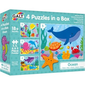 Galt 4 Puzzles in a Box – Ocean, 4-Puzzle Set (2/3/4/5 pcs), Ages 18 Months+ - 1 of 4