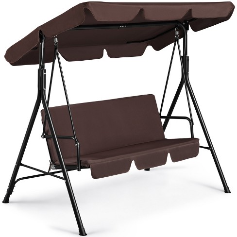 Yaheetech 3-seat Outdoor Patio Swing Chair, Dark Brown : Target