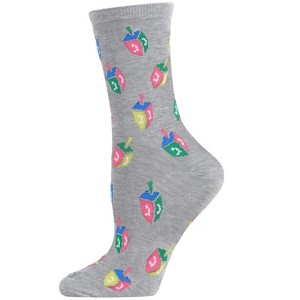 Memoi Women's Dreidel Holiday Crew Socks Med Gray Heather 9-11 - 1 of 2