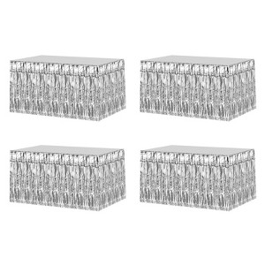 Unique Bargains Wedding Birthday Metallic Foil Fringe Table Skirts for Rectangle Tables - 1 of 4