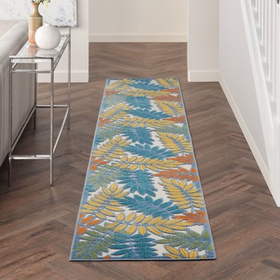 Aloha Ivory Multi Floral Synthetic 2'3" x 10' Runner Rug