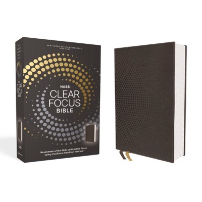 Nasb, Clear Focus Bible, Leathersoft, Charcoal Brown - by  Zondervan (Leather Bound)