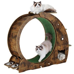 Cat Exercise Wheel for Indoor Cats - 48" Large Cat Running Wheel with 3-Level Jumping Tower, Quiet Spinner Hamster Wheel - 1 of 4