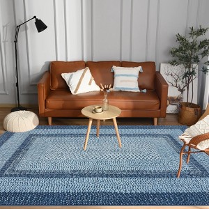 GOCAPTAIN Rug Runners for Hallways Non Slip Machine Washable Bathroom Rugs Modern Braided Print Area Rugs Foldable Thin Throw Mats for Kitchen - 1 of 4