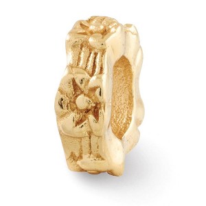 Black Bow Jewelry 14k Yellow Gold Plated Sterling Silver Flower Spacer Bead Charm - 1 of 4