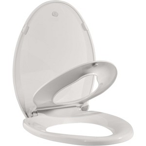 Elongated Toilet Seat with Toddler Seat Built In, Potty Training Lid for Adults and Kids, Slow Close Magnetic Closure, Biscuit Finish - 1 of 4