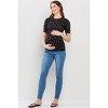 Hello Miz Women's Ribbed Puff Sleeve Side Ruched Maternity Top - 4 of 4