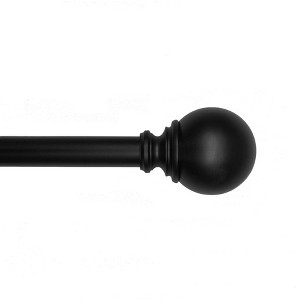 Lumi Home Furnishings 36"x72" Decorative Drapery Single Steel Curtain Rod Set with Ball finials Matte Black - 1 of 4