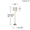 360 Lighting Swing Arm Floor Lamp Adjustable Height 70" Tall Antique Brass Off White Embroidered Hourglass Fabric Drum Shade Living Room - 4 of 4