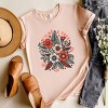 Simply Sage Market Wild and Free Colorful Flowers Short Sleeve Tee - M - Blush - 3 of 4