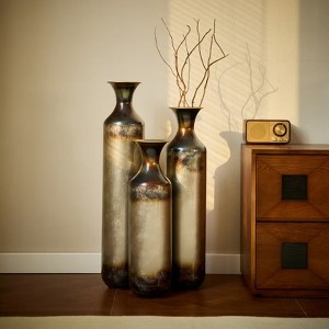 Metal Floor Vases Set of 3, Decorative Large Floor Standing Vase, Hallway Corner Decor Standing Vases, 28/24/20 Inch Oversized Flower Vases - 1 of 4