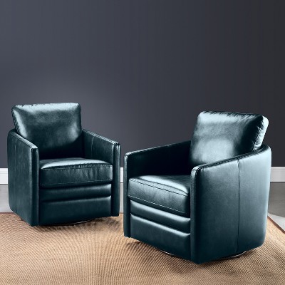 Set of 2 Hugo Transitional Wooden Upholstered Swivel Chair With Metal Base For Bedroom And Living Room| Artful Living Design