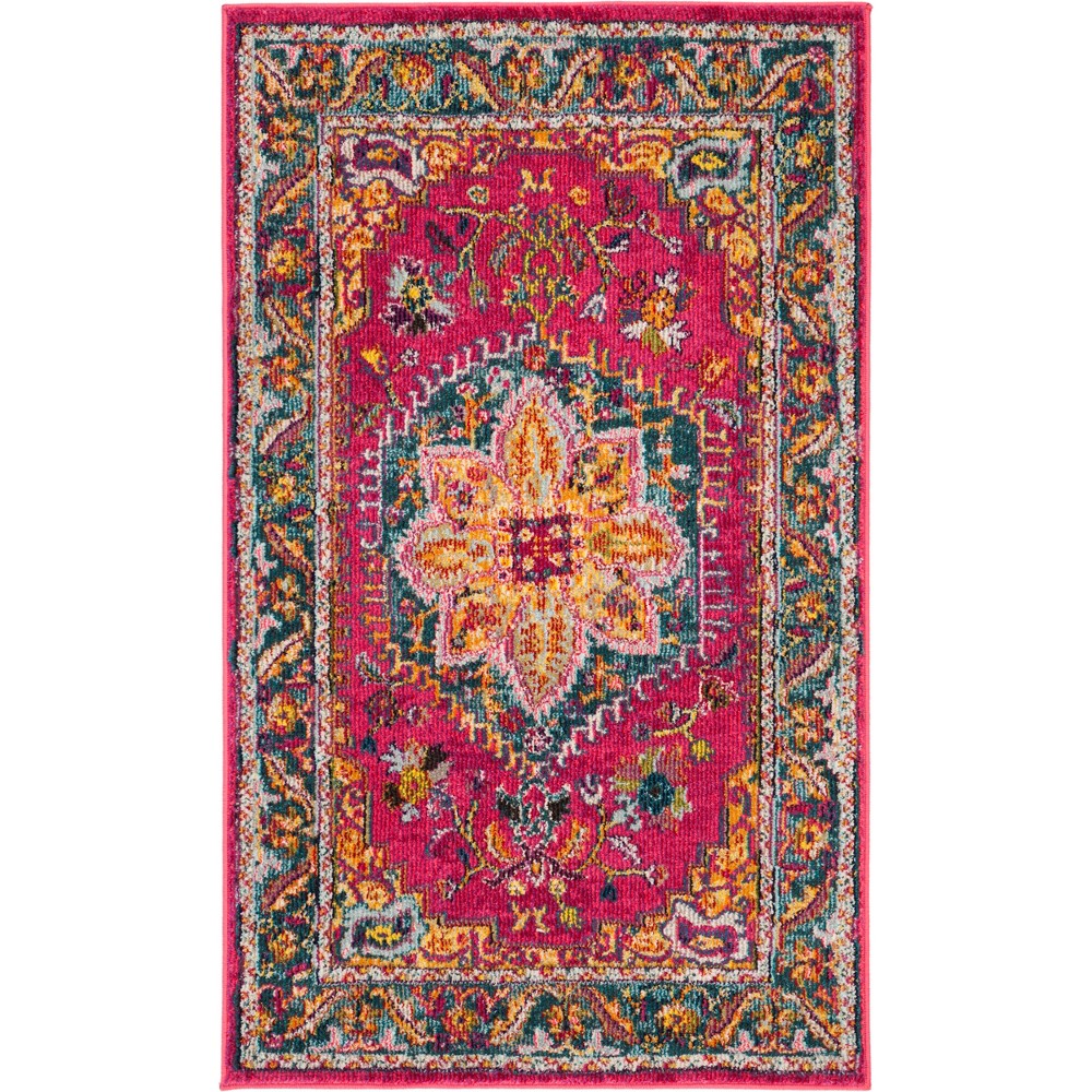 3'x5' Medallion Loomed Accent Rug Fuchsia/Blue - Safavieh