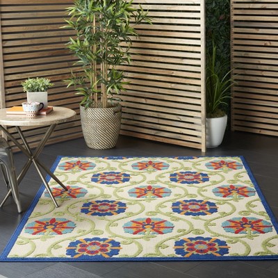 Bright Blooms Multicolor Floral 4' x 6' Reversible Outdoor Rug