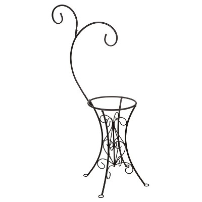 Evergreen Decorative Metal Bird Bath Stand, Dual Shepards Hook