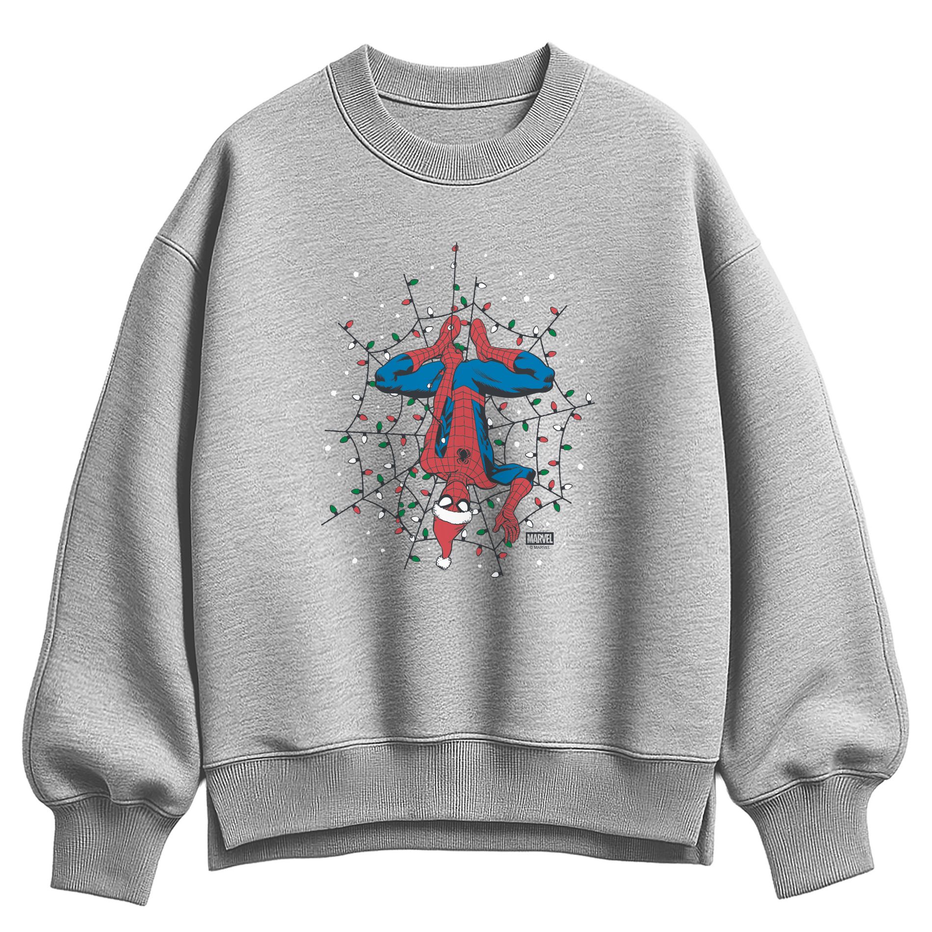Women's Marvel Holiday Lights Spider Man  - Athletic Heather - Large