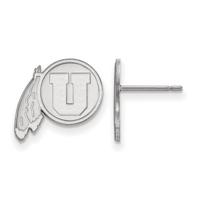 Black Bow Jewelry 14k White Gold Utah Runnin Utes NCAA Post Earrings