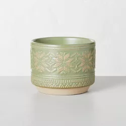 2-Wick Snowflake Embossed Ceramic Fireside Spruce Seasonal Jar Candle Light Green 11oz - Hearth & Hand™ with Magnolia