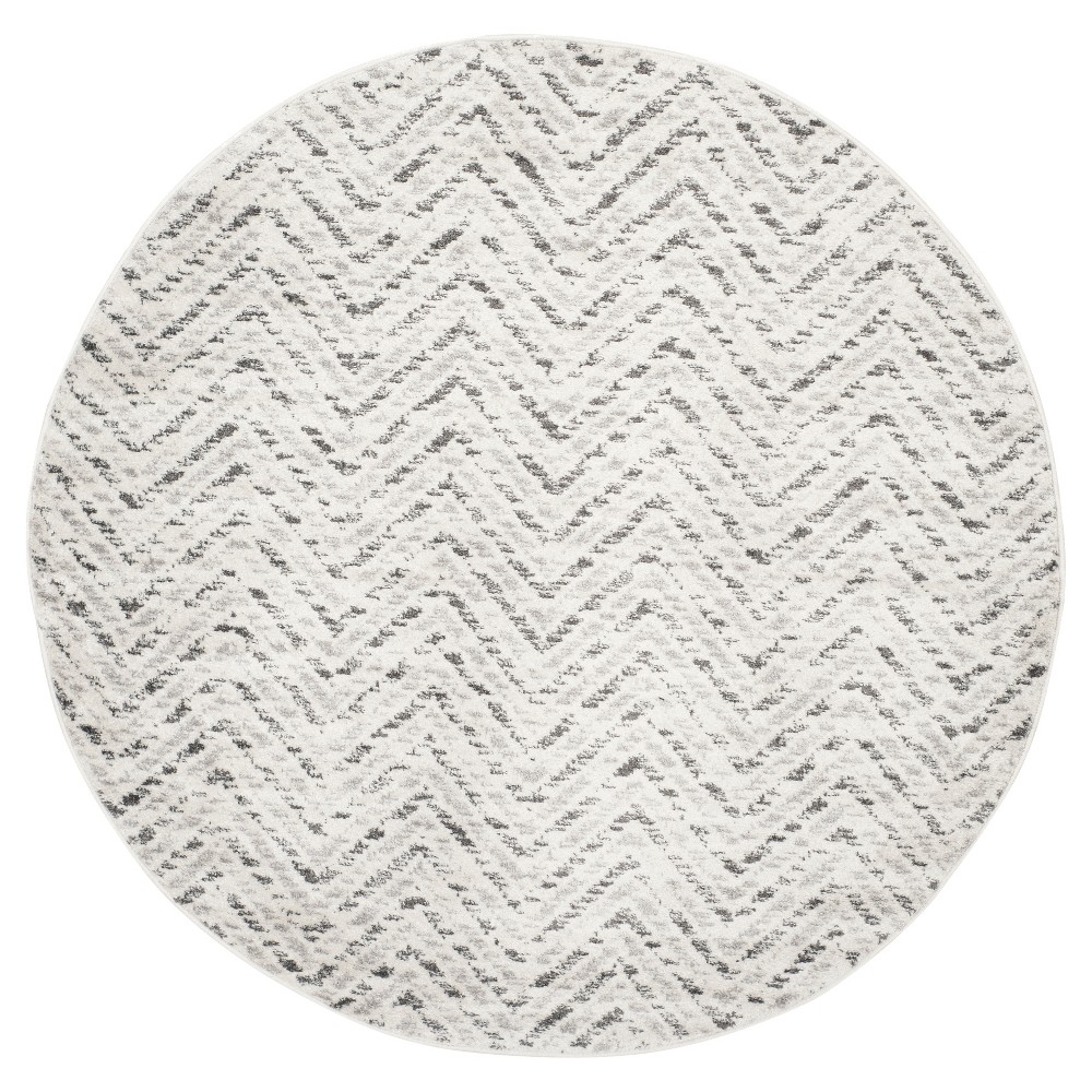 6' Round Adirondack Chevron Rug Ivory/Charcoal - Safavieh