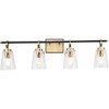 Progress Lighting Cassell 4-Light Vanity Fixture, Vintage Brass, Clear Glass Shades: Luxe Industrial and Transitional style, Damp Rated. - 2 of 4