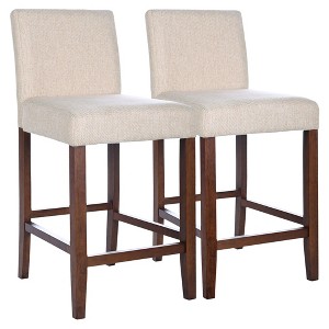 Vynxaria Beige Counter Dining Chairs - Mid-Century Modern Bar Stools Set of 2 - 1 of 4