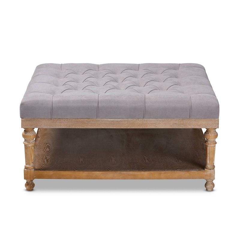 Kelly Linen Fabric Upholstered Wood Cocktail Ottoman - Baxton Studio, 3 of 11