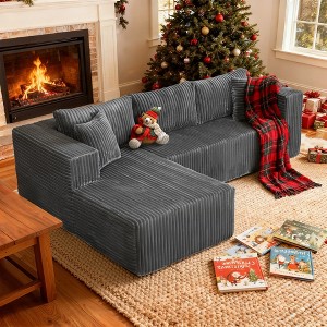 Luxurious 105" L-Shaped Cloud Sofa - Ultra Deep Modular Sectional with Plush Cushions, Perfect for Lounge & Family Room (Easy Assembly) - 1 of 4