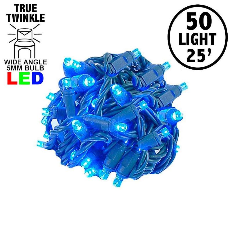 Novelty Lights True Twinkle (100% Twinkle) 5MM LED Halloween String Lights 50 Wide Angle Bulbs (25 Feet), 2 of 8
